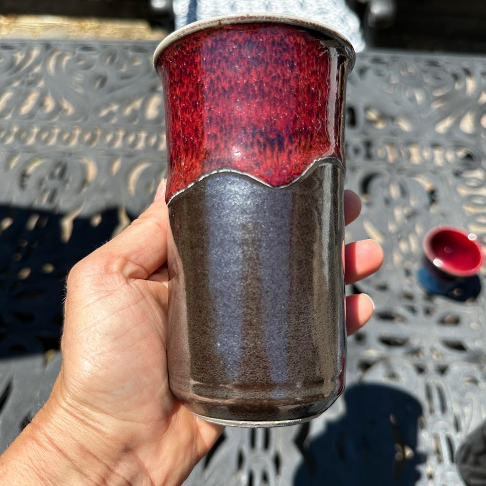 Signed Stuart pottery.  Set of 2 tumblers and 2 tealight holders. - Picture 2 of 13